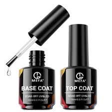 MEFA 2 Pcs 15ml Gel Top Coat and Base Set, No & Set-2PCS-15 ML 