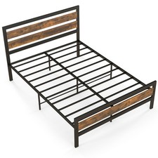 Industrial Metal Platform Bed Frame Rustic Headboard Mattress Foundation Full