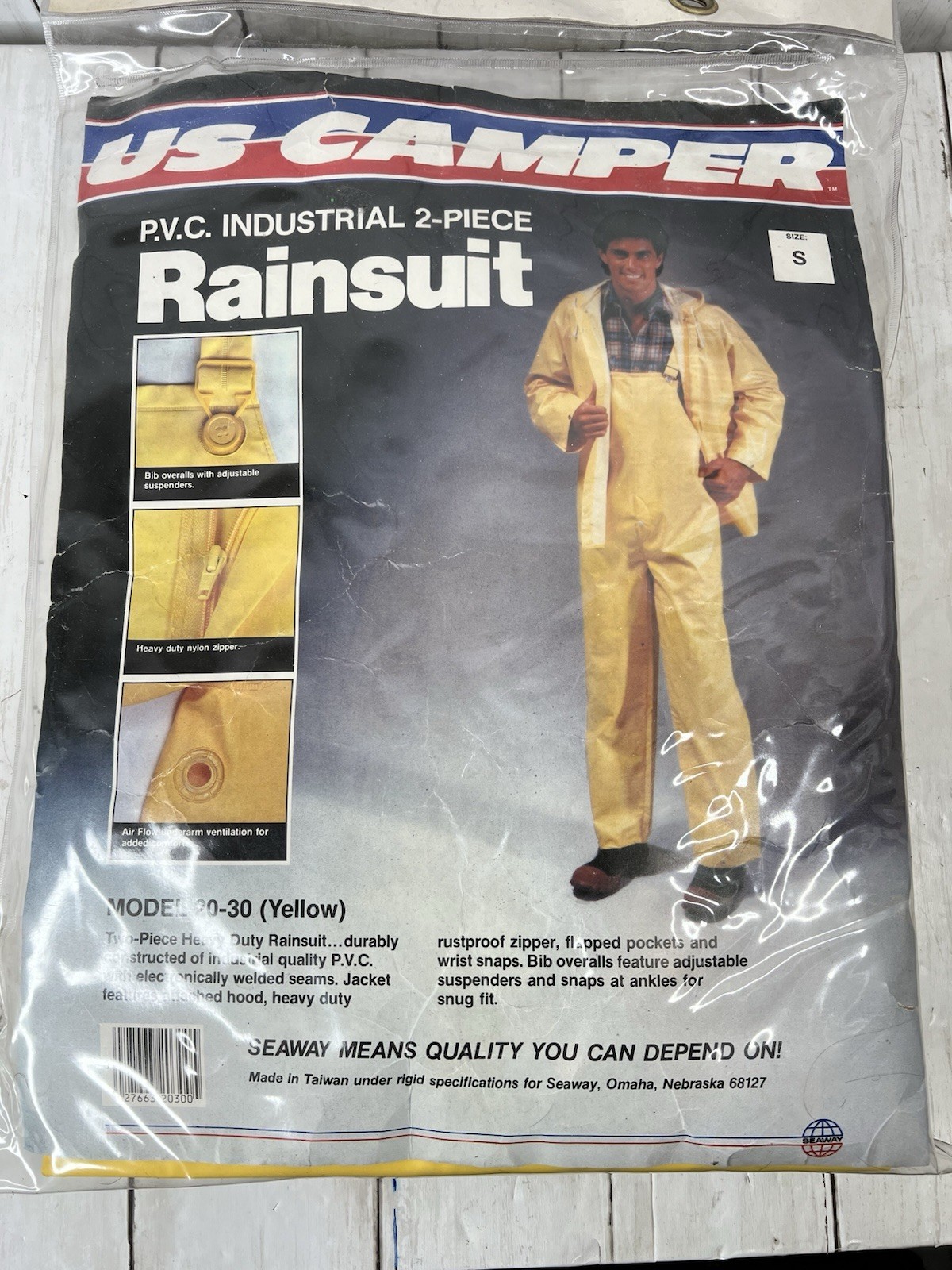 Traje de lluvia para cámper de Estados Unidos pequeño resistente 2 piezas PVC industrial nuevo stock antiguo vintage