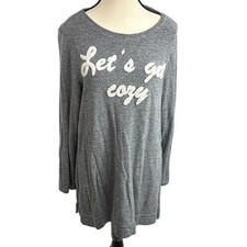 Chico's Zenergy Lounge Sweater Tunic Womens L Gray Let's Get Cozy Long Sleeve