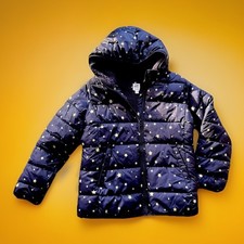 SZ XXL 14-16 GAP Kids Girls Star Warm Fleece Line Navy Blue Puffer Coat Zip Hood