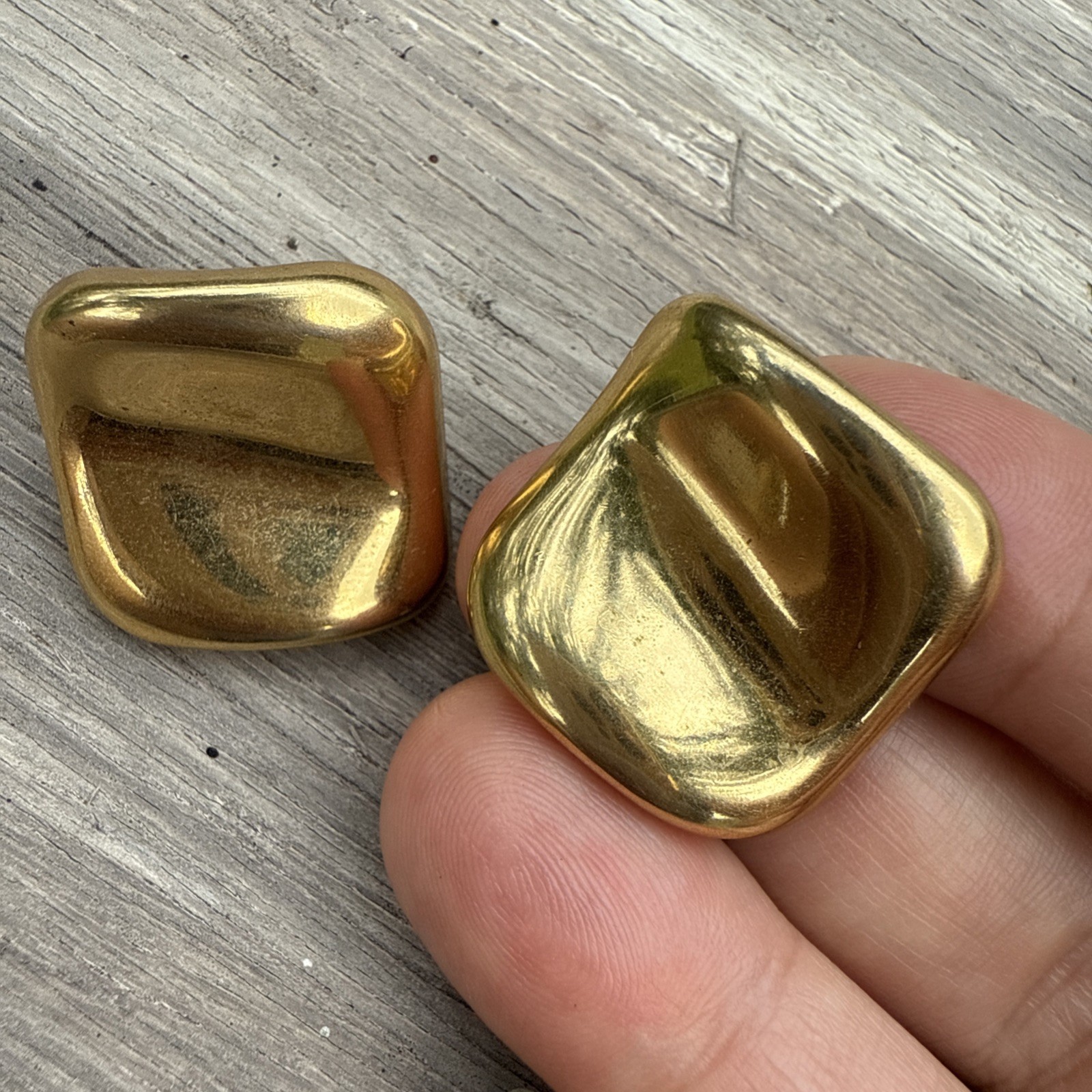 Gold, Modern Design Square Shape Stud Earrings - image 3