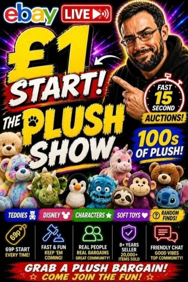 🧸 The Plush Show! £1 Starts | Disney, Characters & Teddy Bear Bargains
