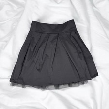 Black Pleated Mini Skirt Tulle Formal Goth Steampunk Fairy Preppy Romantic Y2K M