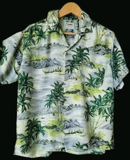 Vintage Hawaiian Shirt Men's Large 100 Rayon Aloha 1950's/60's Luau Label Japan