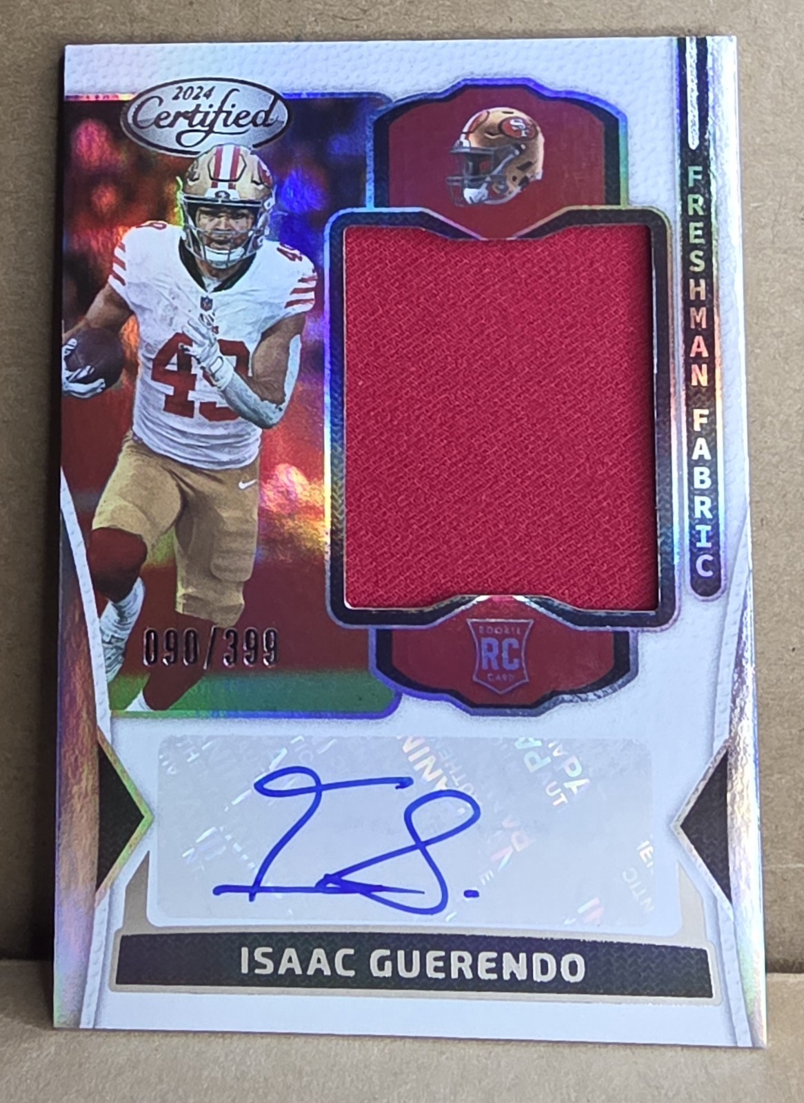 2024 Certified Freshman Fabric Rookie Patch Auto Isaac Guerendo # /399 49ers RPA