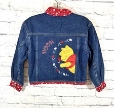 Vtg Disney Winnie The Pooh Girl's 7-8 Denim Jacket Floral Color Embroidered Blue