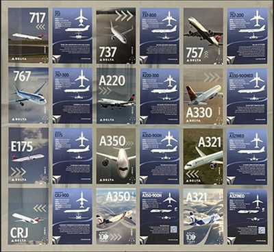 #ad Delta Air Lines Centennial Uncut Trading Cards Unframed $150.00