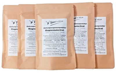 Magnesium-Citrat 300 Kapseln je 900 mg, Made in Germany vegan - vennis-shop