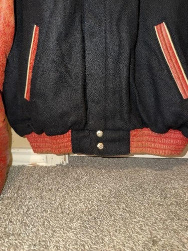 New RARE JH Design Jeff Hamilton 1993 Chicago Bulls Leather Wool Satin Jacket !! image 5
