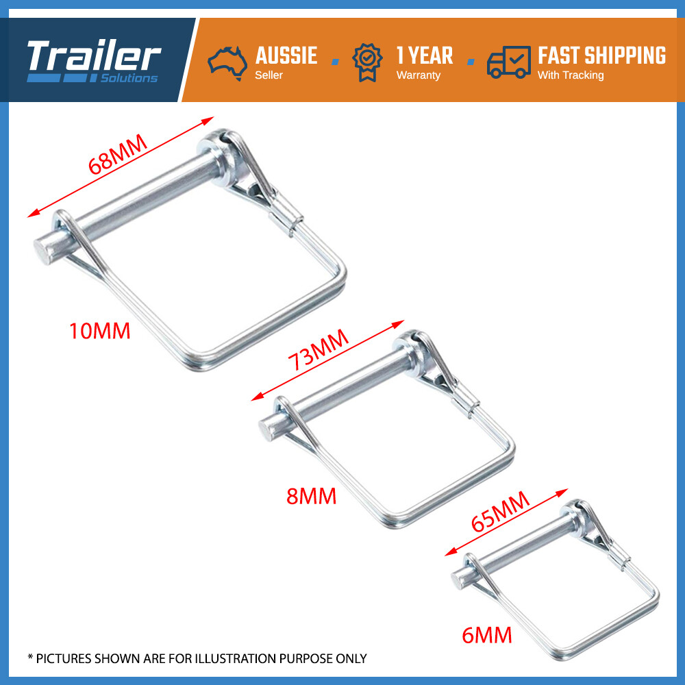 TRAILER SQUARE CLIPS LYNCH LINCH PIN HINGE PINS HORSE FLOAT CARAVAN 8MM