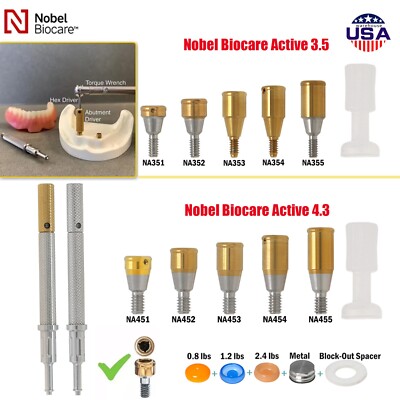 US Nobel Active Locator Abutment & Caps Inserts Kit NP/RP 1-5mm PEEK Retention