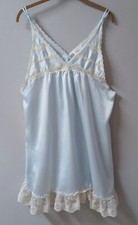 Ilise Stevens Vintage Babydoll Blue Cream Lace Short Nightie Nightgown L