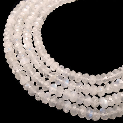 Natural Cream White Moonstone Faceted Rondelle Size 5x8mm 15.5'' Strand
