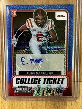 2021 Contenders ELIJAH MOORE RC COLLEGE TICKET PREMIUM BLUE SHIMMER AUTO 16/27