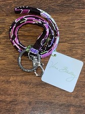 Vera Bradley Retired Rare PURPLE PUNCH LANYARD Key Ring Clip ID School Work NWT