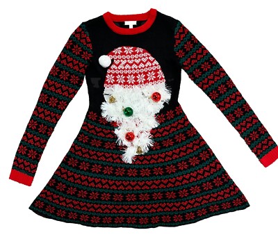 best ugly christmas sweater dress Women Ugly Christmas Sweater Dress Printed Long Sleeve Knit Mini Dress Xmas Tunic Dress