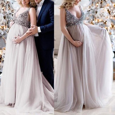 silver sequin maternity dress