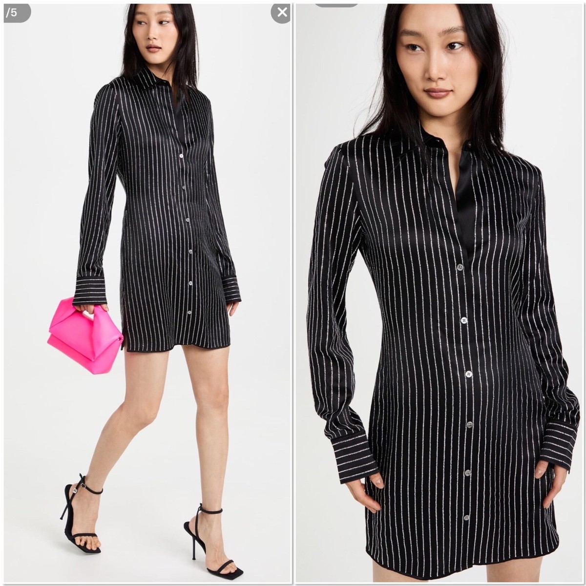 NWT Alexander Wang Slim Shirt Dress with Crystal Hotfix XS NWT Alexander Wang Slim Shirt Dress with Crystal Hotfix XS