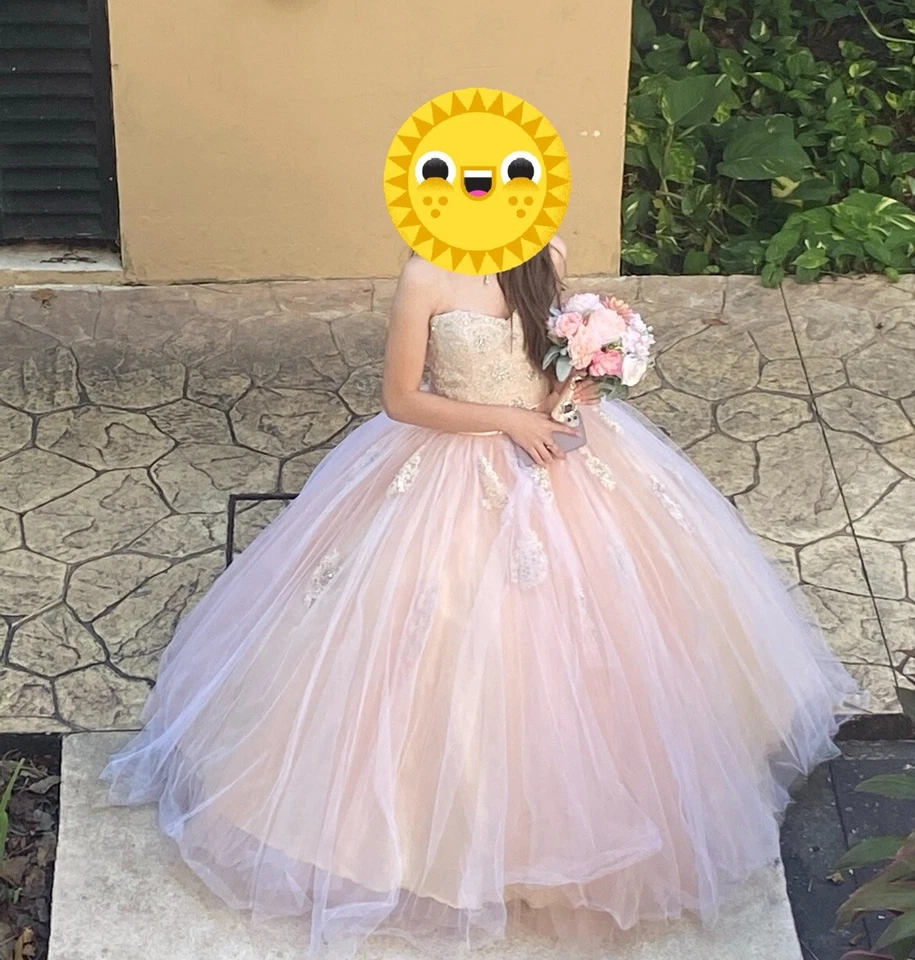 XV Vestido Hermoso Vestido Color Rubor Foto 2 de 4