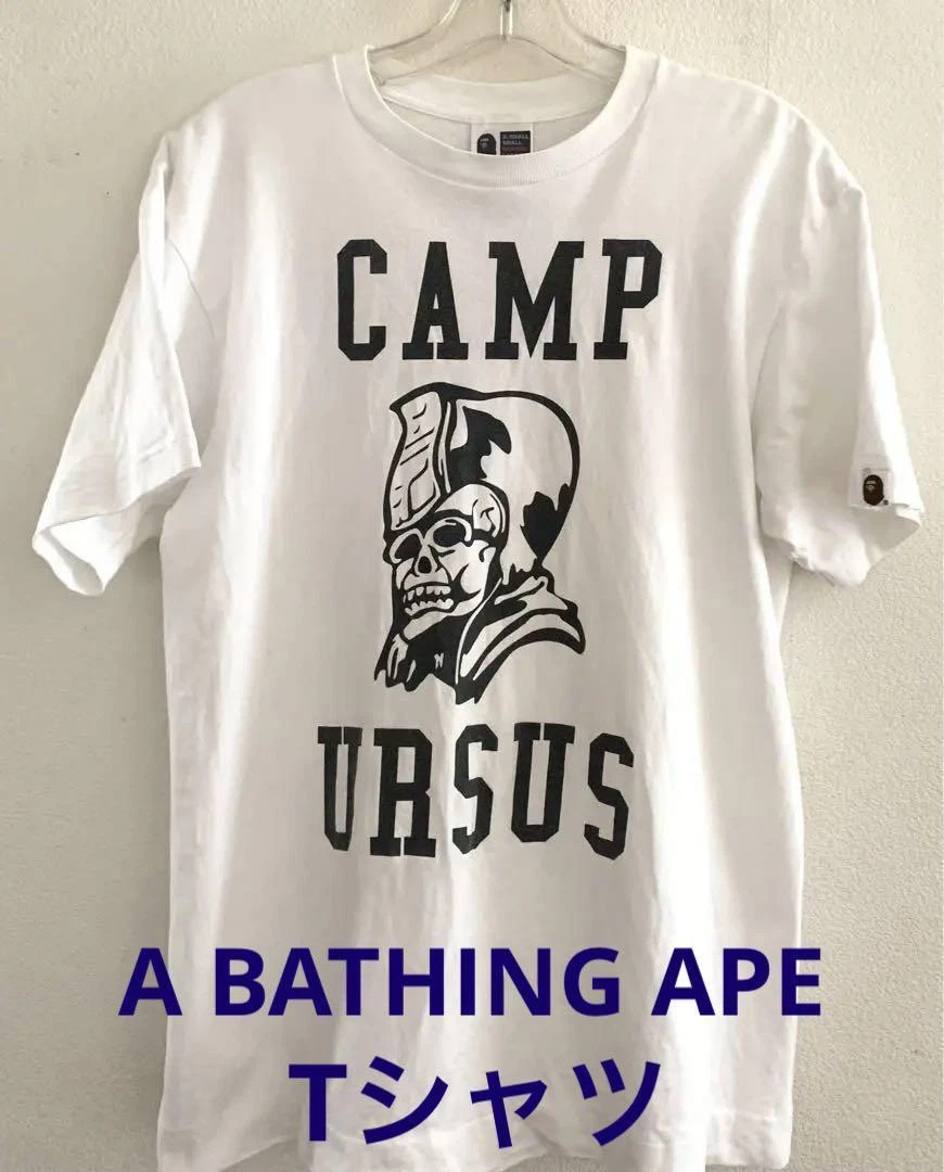 A BATHING APE Avasing Ape T-Shirt URSUS BAPE Size M White Skull Print