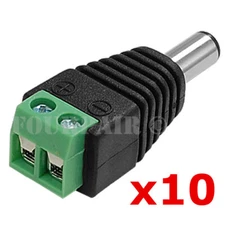 10 Pack Lot DC Power Plug Male 2.1 5.5mm to Screw Terminal CCTV Camera Connector