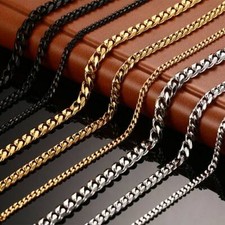 9mm Stainless Steel Cuban Curb Chain Silver/Black/Gold Necklace Chain