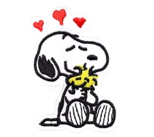 SNOOPY & Woodstock Hugging - LOVE HEARTS - PEANUTS - Embroidered Iron-On Patch