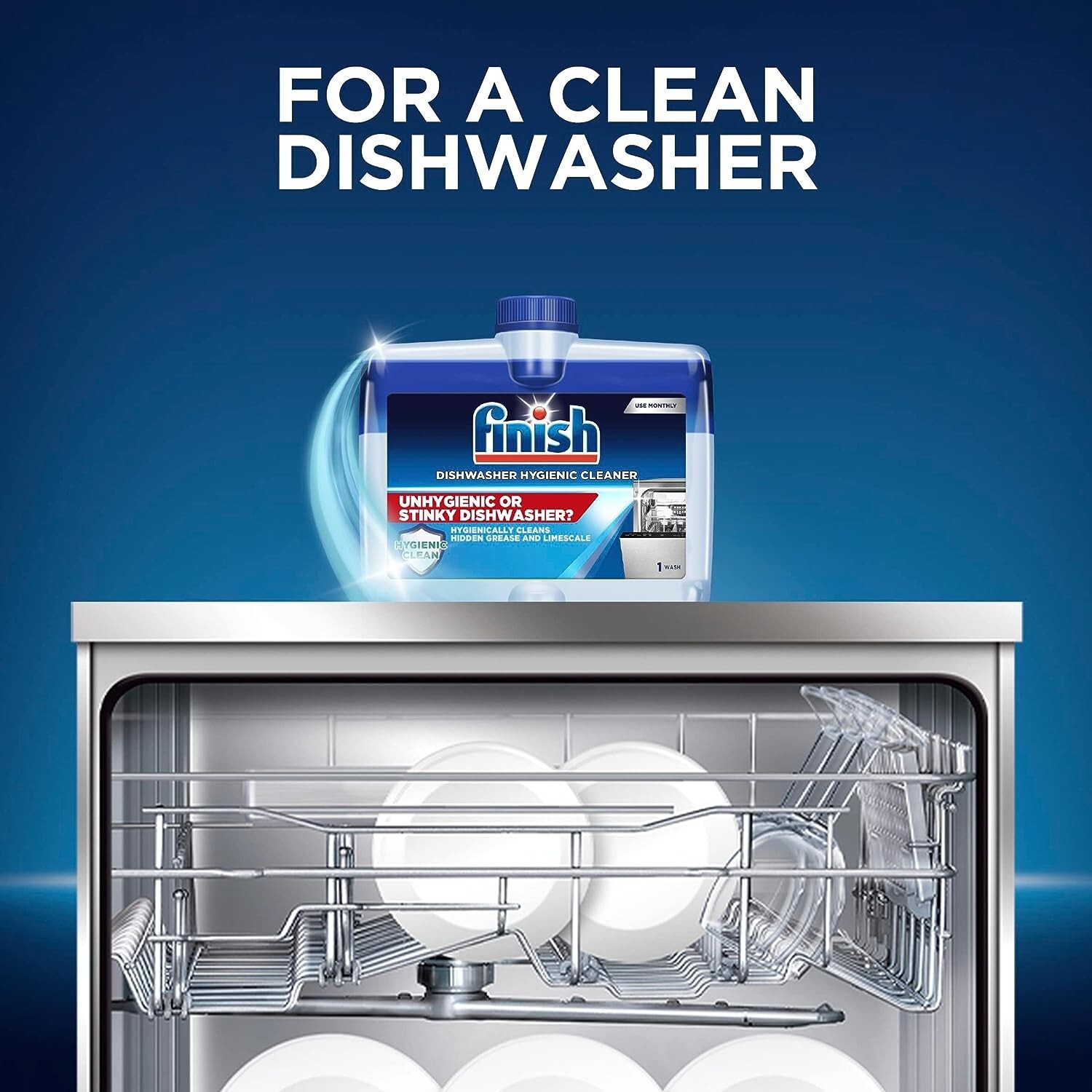 Finish Dual Action Dishwasher Cleaner Fight Grease & Limescale, Fresh