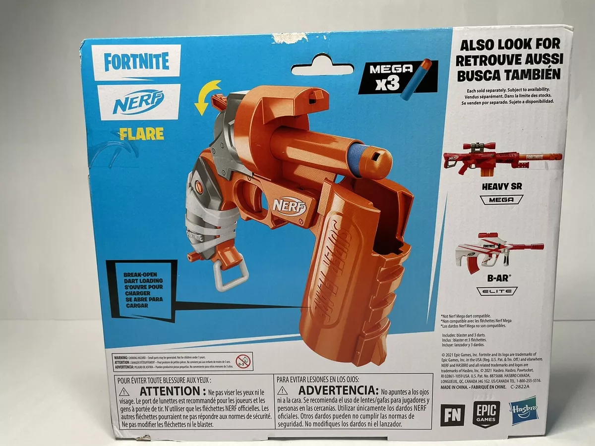 NERF Fortnite Flare Dart Blaster, Break-Open Loading, Includes 3