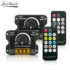 DC5-24V 30A LED Strip Light Knob Switch Dimmer with RF Remote For CCT Tape light