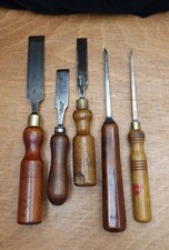 5 Vintage Recycled Chisels DIY Different Sizes Restored Eco