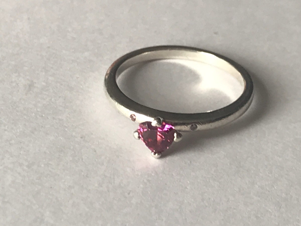 Pandora Moments Sterling Silver Sparkling Red Heart You Me Ring