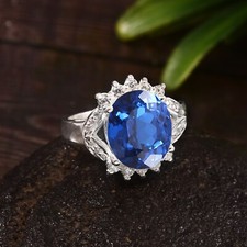 Flawless Fine Blue Spinel 925 Sterling Silver Handmade Wedding Ring Gift 12x10