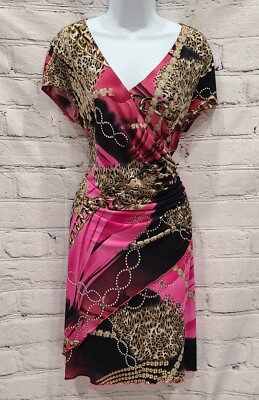 Vintage Joseph Ribkoff Wrap Dress Chains Cheetah Print Gold/Pink/Black Size 14 | eBay Vintage Joseph Ribkoff Wrap Dress Chains Cheetah Print Gold/Pink/Black Size 14 | eBay