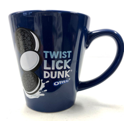 Blue Oreo Twist Lick Dunk Ceramic Mug New by FRANKFORD CANDY   O