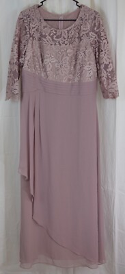 Alex Evenings Women's Long Lace Top Empire Waist Dress Rose Size 14P | eBay