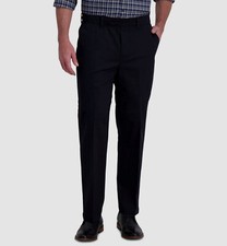 Haggar Men's Black Classic-Fit Wrinkle-Free Stretch Dress Pants Size 32W 30L