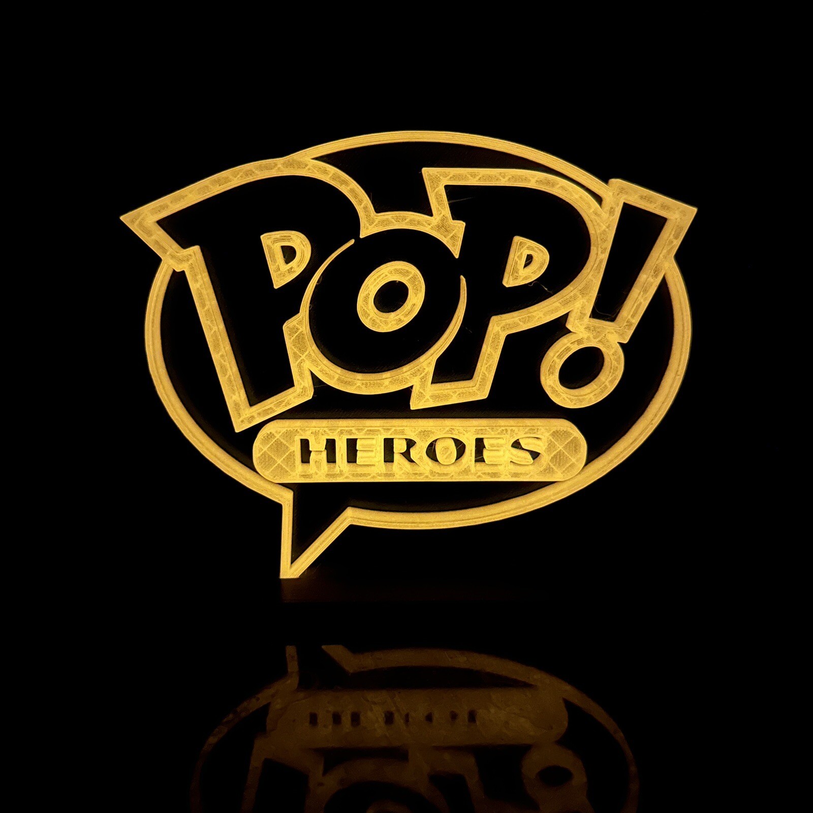 3D Printed Funko Pop! HEROES (GITD YELLOW)  for your Funko Pops & Collectibles