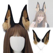 Furry Doberman Dog Ear Headband Animal Anime Cosplay Costume Plush Hair Band