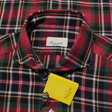 Camicia Giannetto Portofino nuova con etichetta casual abbottonata taglia M colore rosso a quadri 100% cotone