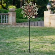 Large 20 Inch Metal Wind Spinner Double Kinetic Pinwheel for Yard Garden Decor