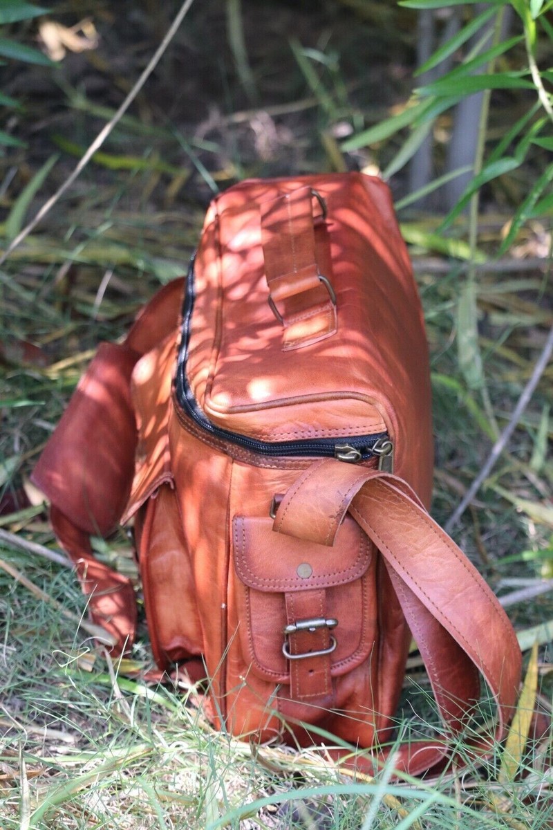 Sac Bandoulière Vintage En Cuir Véritable Marron Pour Appareil Photo, Rembourré, Fait Main