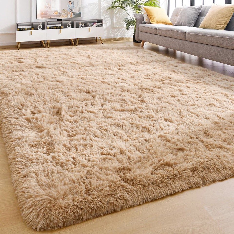 Fluffy Rugs Anti-Slip Large Shaggy Rug Super Soft Mat Living Room ...