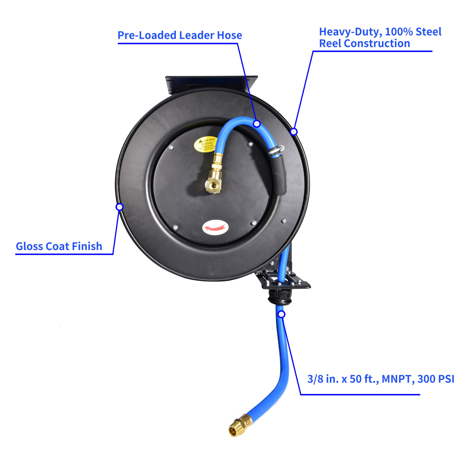 Retractable Air Hose Reel,3/8 x 50 ft. - 290G31