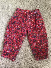 Vintage Oshkosh Red Floral Corduroy Bubble Pants Size 2T Made In USA