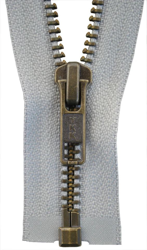 YKK Reißverschluss von 20-100 cm 5 mm metall hell grau 1 Weg teilbar