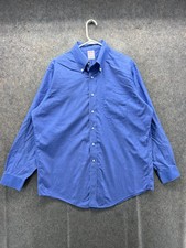Brooks Brothers Dress Shirt Mens 16 34 Blue Solid Non Iron Cotton Button Down