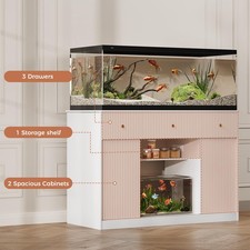 55-75 Gal Fish Tank Stand Heavy Duty LED Lights Power Outlets Aquarium Rack