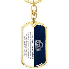 To My Badass Daughter Keepsake B. Dog Tag With Swivel Keychain Gold 